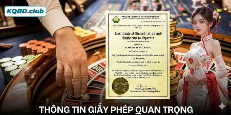 Giấy phép hoạt động từ PAGCOR